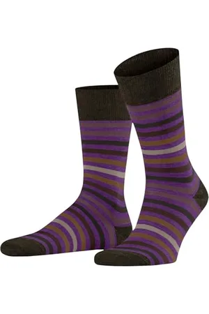 Falke Herren Socken Tinted Stripe M So Wolle Baumwolle gemustert 1 Paar, , 43-46
