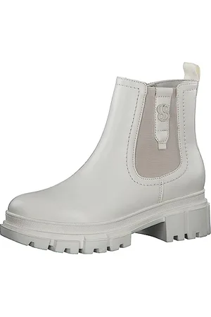 QS by s.Oliver Damen Chelsea Boots aus Kunstleder Plateau Vegan Beige , 40