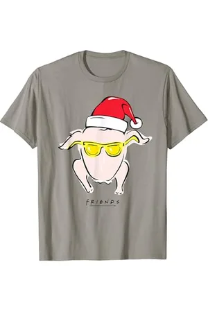 Friends Christmas, Thanksgiving Turkey With A Santa Hat T-Shirt