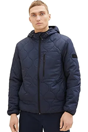 TOM TAILOR Herren 1036187 Quilted Steppjacke mit Kapuze, 10668-sky Captain Blue, S
