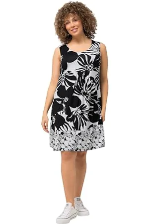 Ulla Popken Damen Swingdress mit Print Kleid, , 54-56