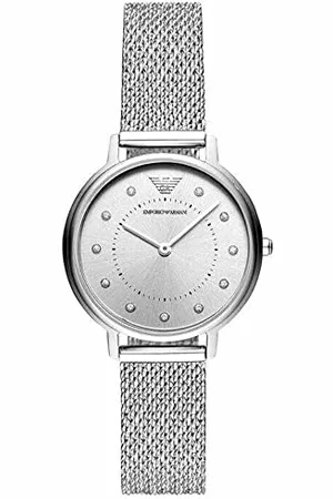 Emporio Armani Uhr für Damen , Zweizeiger Uhrwerk, 32mm Silbernes Edelstahlgehäuse mit Edelstahlarmband, AR11128