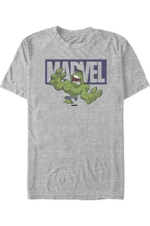 Marvel Unisex Avengers Classic Brick Hulk Organic Short Sleeve T-shirt, Melange Grey, S