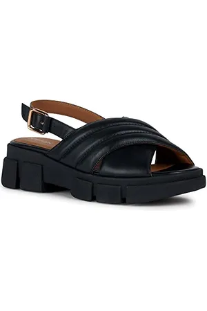 Geox D LISBONA Sandal, Black, 40 EU