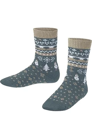 Falke Unisex Kinder Socken Weather Fair Isle Biologische Baumwolle Wolle gemustert 1 Paar, , 35-38