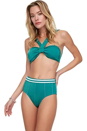 Trendyol Damen Reifen Detaillierter Hoher Taillenbikini Sechs Bikini Bottoms, , 38 EU