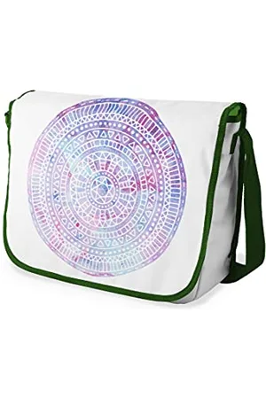 Bonamaison Le Jardin du Lin Digital Bedruckte Messenger Schultaschen mit Khaki Riemen für Mädchen und Jungen, Zurück zur Schule, Kuriertaschen für Schüler, Umhängetaschen, Größe: 29x36 Cm