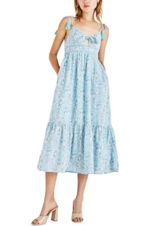 Pepe Jeans Damen Mallory Print Kleid, Blau (Wave Blue), M
