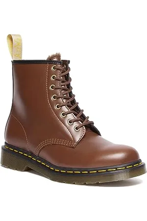 Dr. Martens Unisex 8 Eye Boots, Brown Norfolk Flat & Brown Borg Fleece, 43 EU