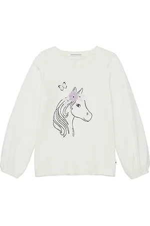 TOM TAILOR Mädchen 1037420 Langarmshirt mit Print, 12906-Wool White, 92/98