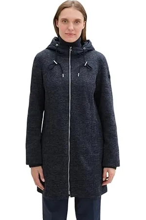 TOM TAILOR Damen 1041494 Mantel mit Kapuze, 24549-Sky Captain Blue Melange, L
