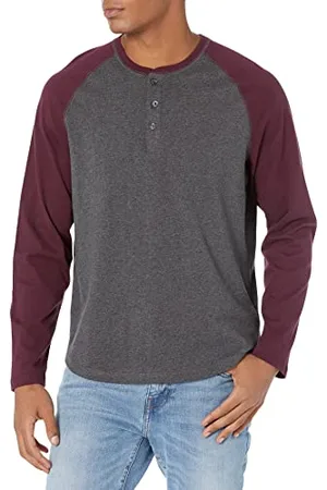 Amazon Herren Henley-Shirt mit langen Ärmeln und normaler Passform (erhältlich in Übergrößen), , XS