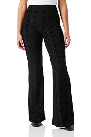 KENDALL + KYLIE KENDALL & KYLIE Damen K&K W Velour Combo HIGH Rise Flare Pants KKW3711718 Hose, Black, M