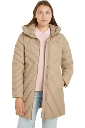 Tommy Hilfiger Damen Daunenmantel Chevron Down Coat mit Kapuze, , XL