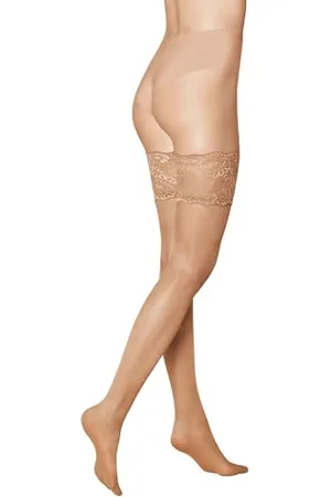 Kunert Damen Halterlose Strümpfe Satin Look 20 breites Spitzenband 20 DEN M