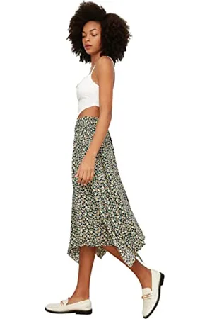 Trendyol Damen Asymmetrischer Gestrickter Rock Skirt Western, , S