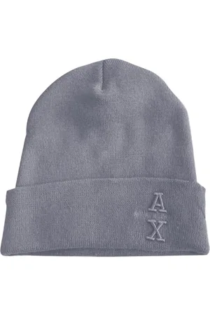 Armani Exchange Herren The Grid, Sustainable, Embroidered Logo Beanie Hat, , Einheitsgröße EU