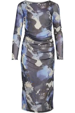 VILA Vimalou Boatneck L/S Mesh Ankle Dress/Dc