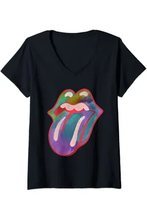 The Rolling Stones Colors Zunge T-Shirt mit V-Ausschnitt