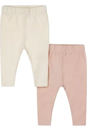 Dirkje Girls - Baby 2-Pack Leggings - Organic Cotton and Elastane - Off White and Dusty pink - Size 50