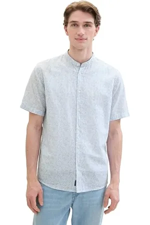 TOM TAILOR Herren Regular Fit Hemd in Allover-Print, windsurf blue wavy leaf design, XXXL