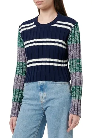 Trendyol Damen Farbblock Lange Ärmel Schlank Sweater