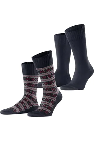 ESPRIT Herren Socken Scandi Multipack M So Baumwolle Wolle gemustert 2 Paar, , 39-42