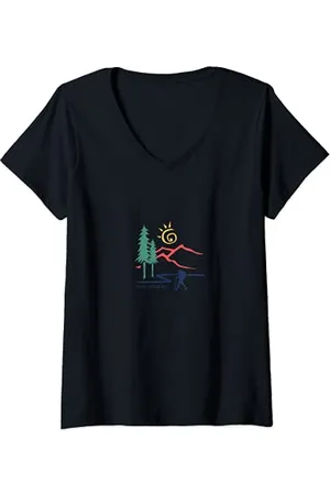 Camp David Damen "Distancing Hiker" Grafik T-Shirt mit V-Ausschnitt
