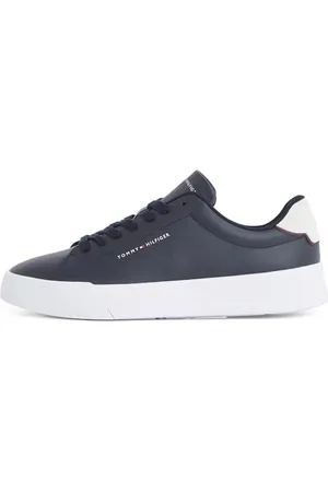Tommy Hilfiger Herren Court Sneaker Detail Essential aus Leder, Blau (Desert Sky), 44