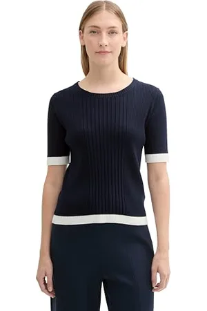 TOM TAILOR Damen 1042961 Pullover mit 1/2 Arm, 10668-Sky Captain Blue, XL