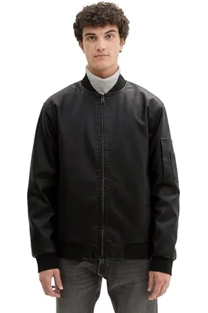 TOM TAILOR Herren 1041780 Bomber Fake-Lederjacke, 29999-Black, XL