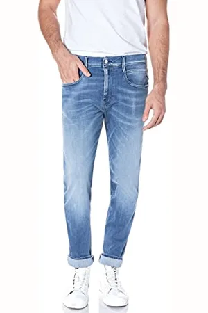 Replay Herren Jeans Anbass Slim-Fit Hyperflex White Shades mit Stretch, (Blau), 29W / 32L