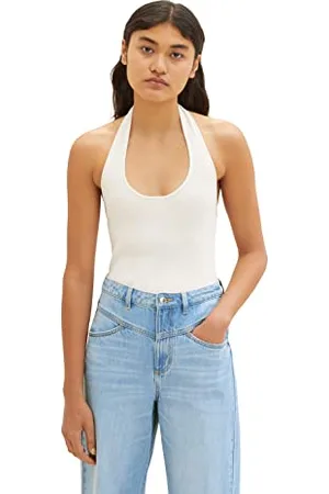 TOM TAILOR Damen 1036514 Basic Neckholder Top, 10348-Gardenia White, XL