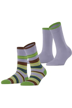 ESPRIT Damen Socken Retro Stripe Multipack W So Baumwolle gemustert 2 Paar, , 39-42