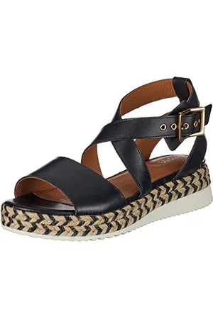 Geox Damen D EOLIE Espadrille Wedge Sandal, BLACK, 38 EU