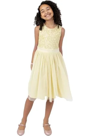 Maya Deluxe Mädchen Midi Dress for Girls Sequins Embellished Party Tutu Bridesmaids Wedding with Belt Bow Kleid, , 9 Years
