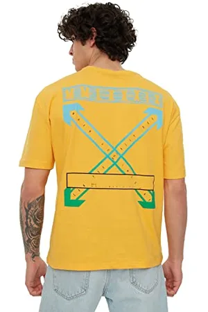 Trendyol Herren Männliche Entspannte Passform Runder Kragen Kurzarm Drucken T-Shirt, , S