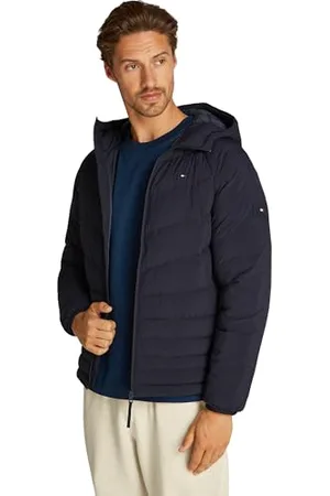 Tommy Hilfiger Herren Steppjacke Mix Quilt mit Kapuze, Blau (Desert Sky), XXL