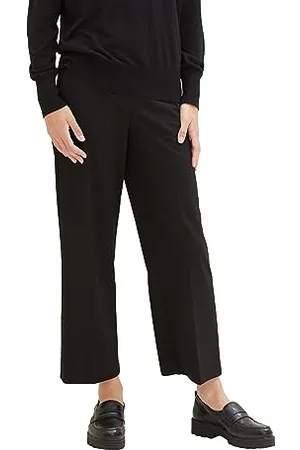 TOM TAILOR Damen Mia Straight Chino Hose Cropped, deep black, 36/28