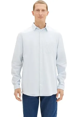 TOM TAILOR Herren Regular Fit Oxford Hemd mit Streifen, light blue small stripe, XL