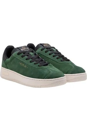 Replay Herren Cupsole Sneaker aus Leder, Grün (Green 027), 43