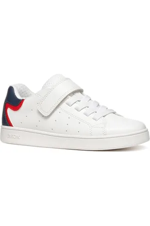 Geox J ECLYPER Boy A Sneaker, White/Blue, 35 EU