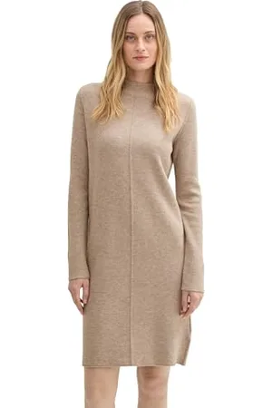 TOM TAILOR Damen Strickkleid mit kurzem Stehkragen, , 42