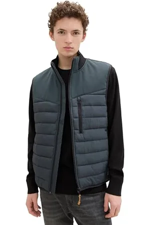 TOM TAILOR Herren 1041343 Hybrid Steppweste mit Stehkragen, 10362-Dark Gable Green, M