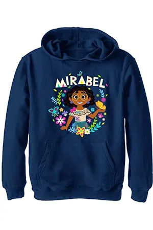 Disney Pixar Encanto Mirabel Floral Butterflys Boys Hoodie, Navy Blue Heather, Medium