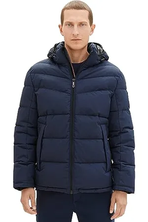 TOM TAILOR Herren 1037339 Puffer-Jacke mit Kapuze, 10668-sky Captain Blue, S