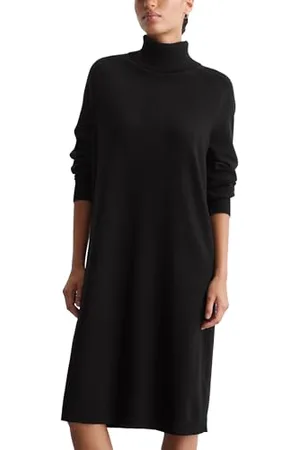 Marc O’ Polo Marc OߴPolo Denim Damen Strickkleid mit Rollkragen Relaxed Fit, Schwarz (Black), XS