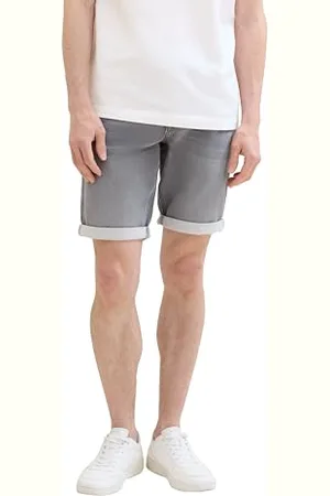 TOM TAILOR Herren Josh Regular Slim Denim Shorts, clean mid stone grey denim, 34