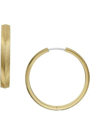 Fossil Creolen-Ohrringe Harlow für Damen Linear Texture Edelstahl goldfarben, JF04538710