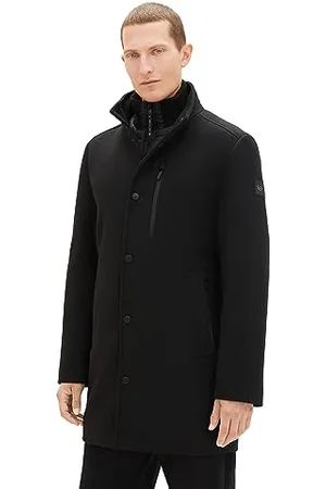 TOM TAILOR Herren 1037349 2-in-1 Wollmantel mit integrierter Innenjacke, 29999-Black, XL
